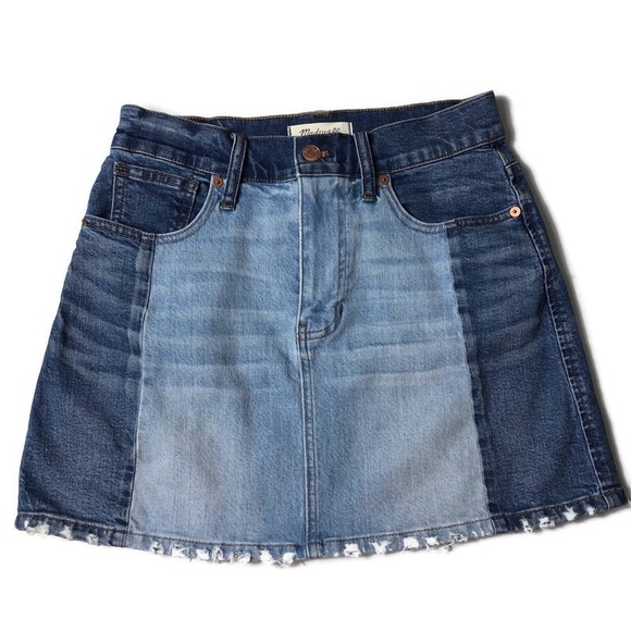 Madewell Pieced Mccarren Raw Hem Denim Miniskirt - Picture 4 of 8